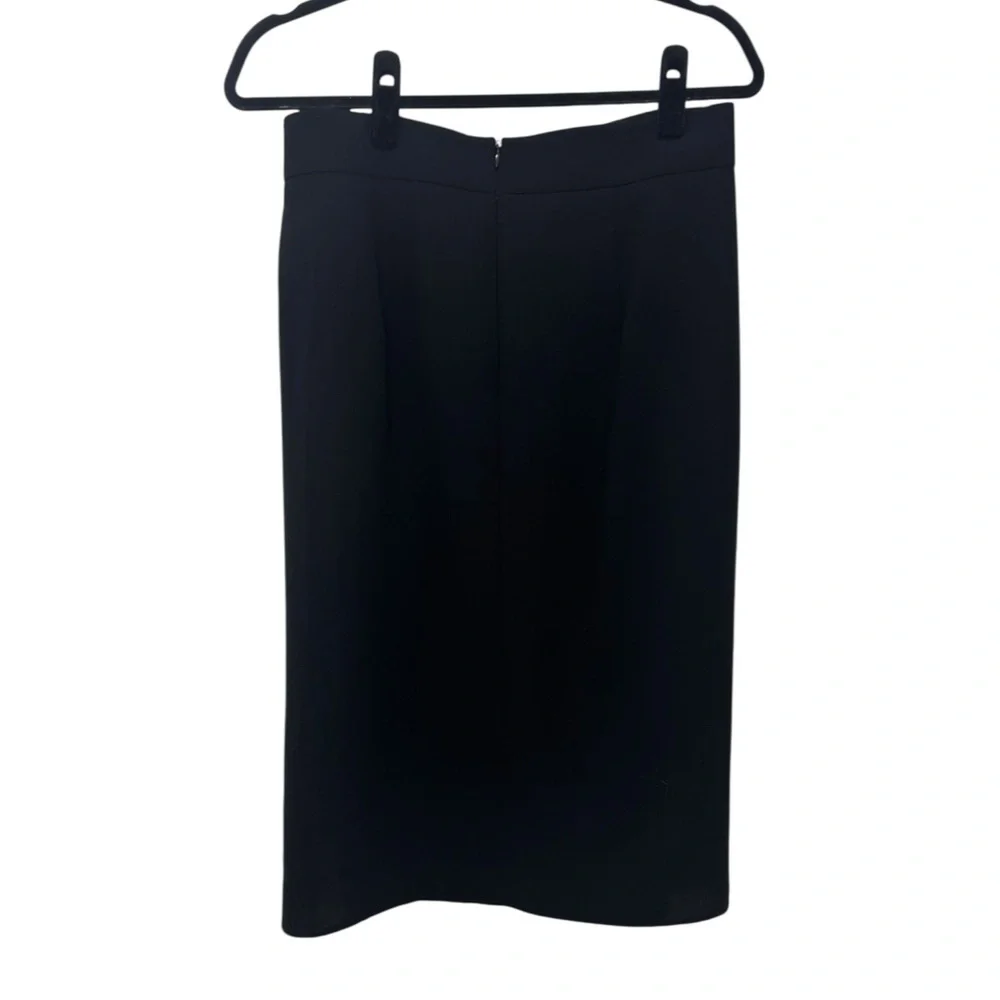 Akris Black Wool  (Lamb Leather lining) Pencil Skirt, Size 8